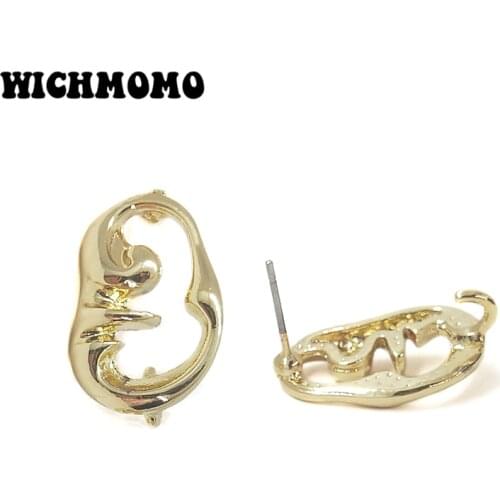 New 20*13mm 6pieces/bag High Quality Zinc Alloy Ear Shape Earring Base Connectors Linkers for DIY Earring Jewelry Accessories