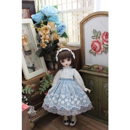 BJD doll dress is suitable for 1/31/41/6MSD Blythes fashion joky-pick star dress skirt + simple white headpiece two-piece set