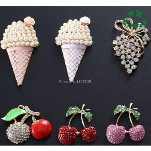Ice Cream Pendant for Jewelry making Rhinestone Charm Pendants Embellishment Button Charms 10pcs Cherry Charms for Scrapbooking
