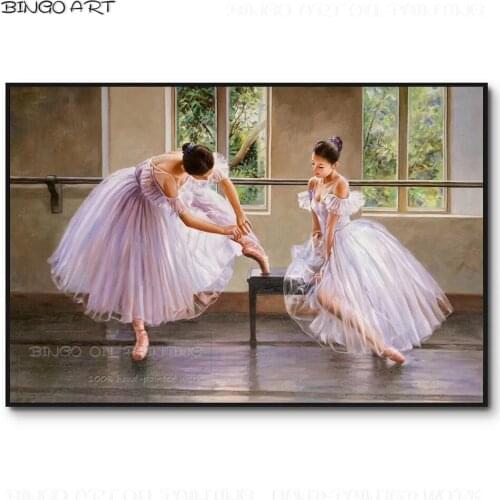 Professional Artist Hand-painted Ballerina Oil Painting on Canvas Handmade Luxury Wall Art Ballet Dancer Figures Oil Painting