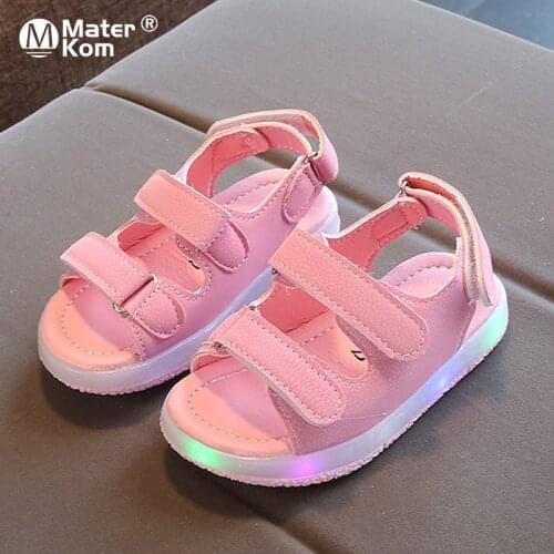 Size 21-30 Baby Anti-slippery Toddler Sandals Children Led Light Up Shoes Girls Luminous Shoes Boys Sandals with Luminous Sole