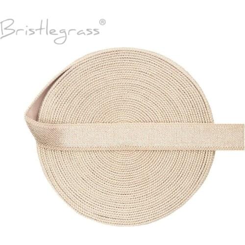 BRISTLEGRASS 5 Yard 3/8" 10mm Nude Spandex Satin Band Shiny Non-fold Over Elastics Headband Dress Bra Strap Lace Trim DIY Sewing