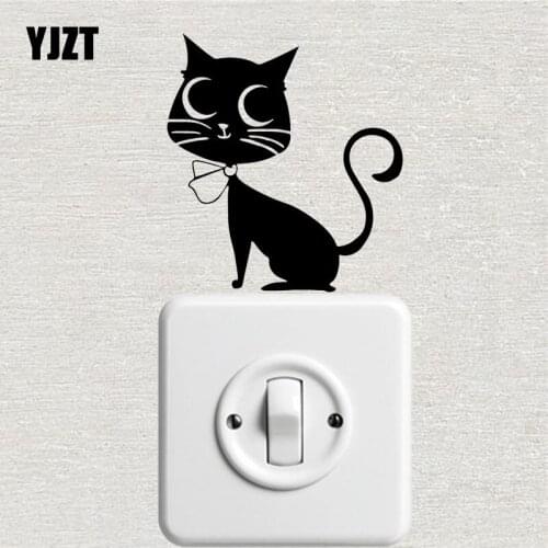 YJZT Gift Cat Funny Animal Living Room Decor Vinyl Wall Switch Sticker Decal S19-0564