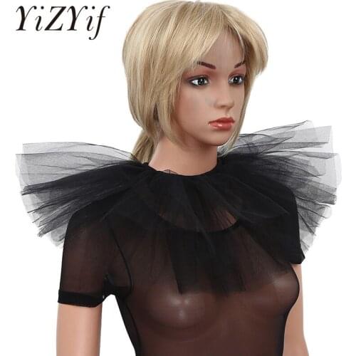 Womens fake collar Vintage Retro Ruffled Neck Collar Clown Mesh Choker Photography Stage Performance Props Halloween Costumes