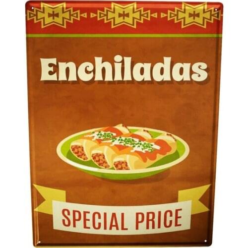 Tin Sign Kitchen Enchiladas Snack Coffee Bar Decoration Home Decor