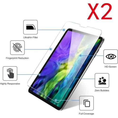2Pcs Tablet Tempered Glass Screen Protector Cover for Apple IPad Air 4 2020 10.9 Inch Full Coverage Anti-Shatter Screen