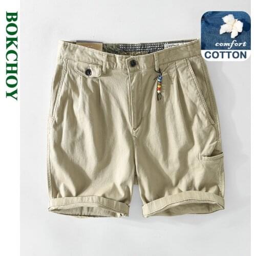 2021 Summer Spring New Men Solid Color Cotton Casual Shorts Workwear Apricot Gray GA-T104