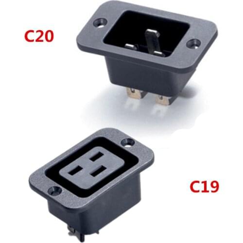 AC 250V 16A IEC 320 C19 C20 Panel Mount Plug Connector Socket