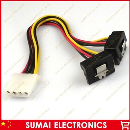 50pcs/lot Big 4P female jack to double SATA power cable,DVR,NVR Sata Cable,Hard Disk Power Port Cable