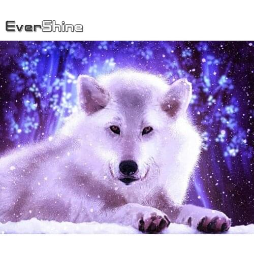 Evershine Diamond Painting Wolf Cross Stitch Diamond Embroidery Animal 5D DIY Full Square Round Drill Mosaic Winter Wall Decor