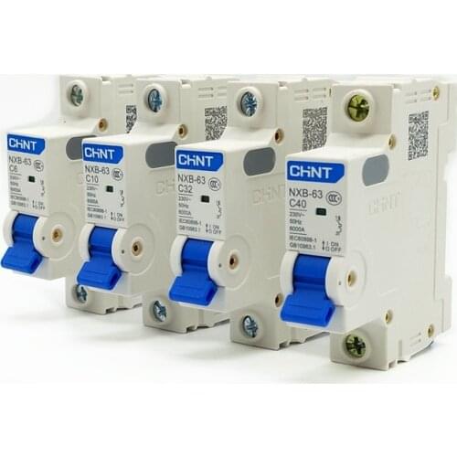 CHINT Mini Circuit Breaker NXB-63 1 Poles C type 1A 2A 3A 4A 6A 10A 16A 20A 25A 32A 40A 50A 63A MCB C45 Circuit Breaker DZ47-63