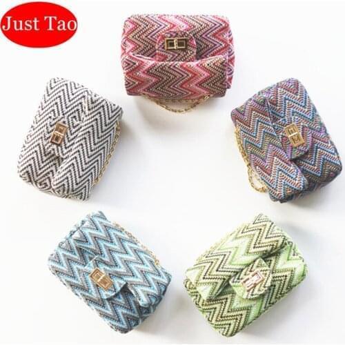 DHL Free Shipping Just Tao Kids Stripe shoulder bags girls small size bags Toddlers mini coin purse Messenger Bags JTD026