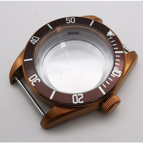 41mm Sapphire glass stainless steel PVD coated watch case, fit NH35A, NH36 movement watch accessories waterproof