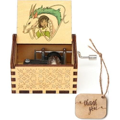 Wooden Music Box 3D Printed Carved Musical Box Spirited Away Theme Music Box Christmas Gift Birthday Gift