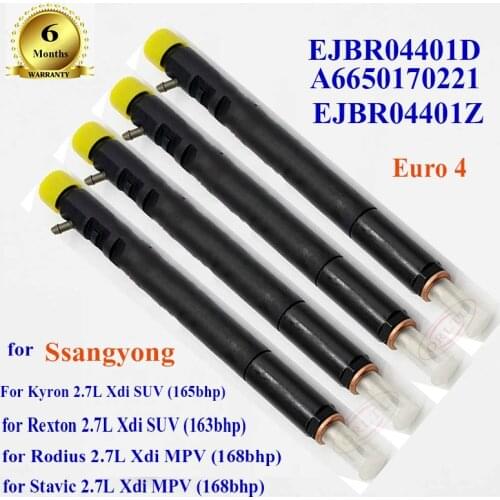 ORLTL EJBR04401D A6650170221Nozzle EJBR0 4401D 6650170221 Diesel Fuel Injector for Ssangyong Actyon Kyron Rexton 2.7D 4pc lot