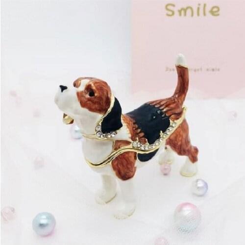 Synthetic Metal Dog Storage Box Room Ornaments Container Lover Girlfriend Best Gifts Enamelled Coloured Crafts Home Decor