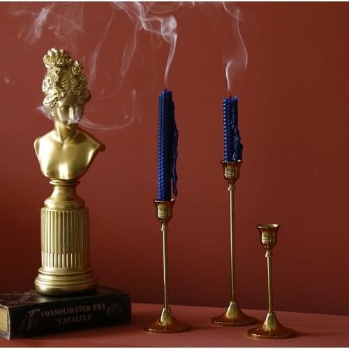 Brass Pillar Candle Holder Wedding Party Home Decoration Candle Stand Gold Set of 3 Metal Romantic Candlestick for Dinner Table