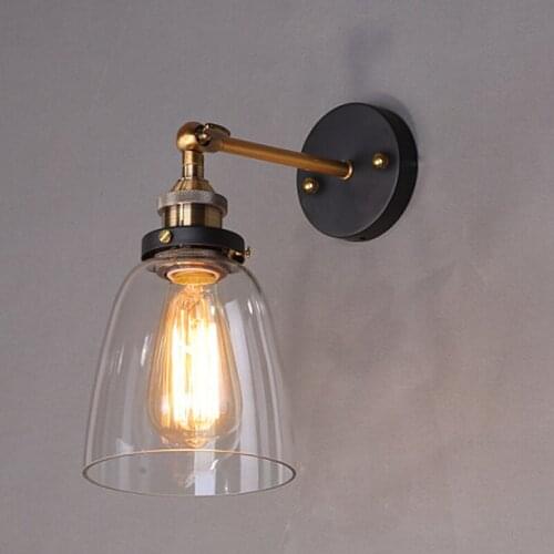 Loft Vintage Industrial Edison Wall lamps Clear Glass Wall Sconce Warehouse Wall Light Fixtures E27 110V/220V Bedside Lighting