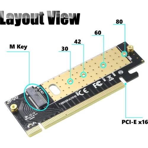M.2 to pcie x16 adapter Card pci-e to m .2 convert adapter NVMe SSD Adaptor m2 M Key Interface PCI Express 3.0 x4 2230-2280 Size