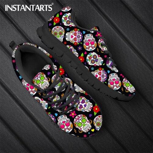 INSTANTARTS Hot Casual Men Shoes Flats Classic Sugar Skull Breathable Leisure Male Sneakers Non-slip Footwear Men Walking Shoe