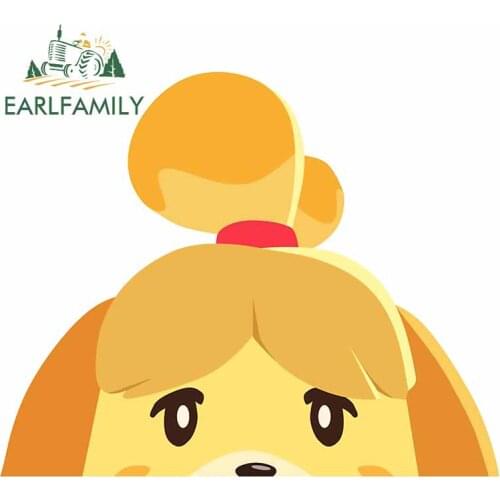 EARLFAMILY 13cm x 10.8cm For Isabelle Animal Crossing Peeker Motorcycle Car Stickers Cartoon Decal Waterproof for SUV JDM ATV