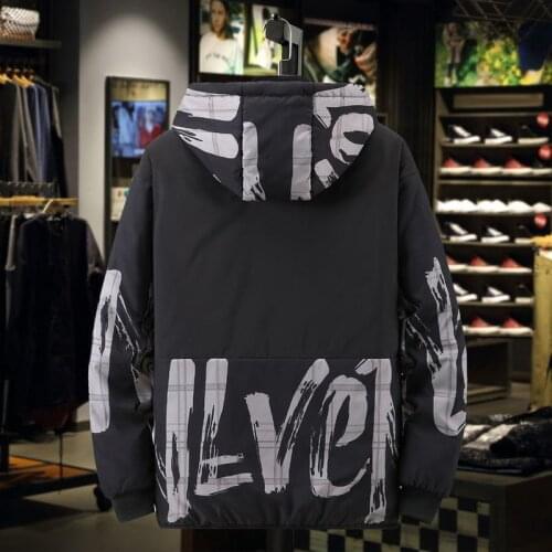 New Mens Padded Coat Autumn and Winter Thick Coat Trendy Handsome Printed Cotton Coat