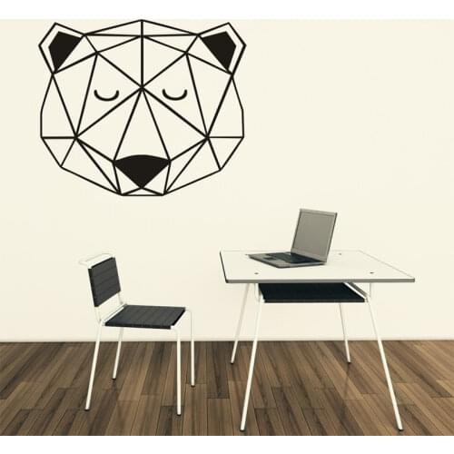 New DIY Wall Stickers Wall Decals, Geometric Bear Head Wall Sticker Type PVC Wall Stickers M49*42cm/L66*56cm