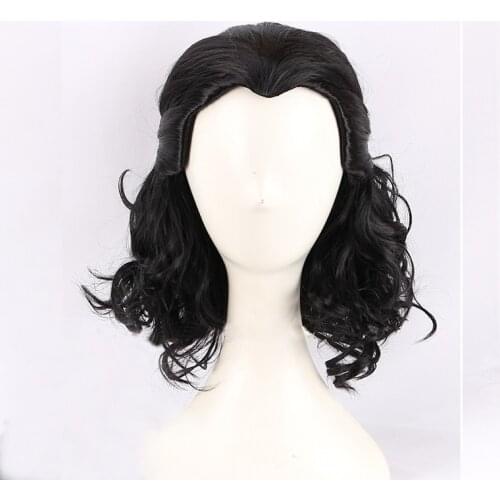 Loki cosplay Wig Loki Black Curly Heat Resistant Synthetic Hair Comic Loptr Role Play Wigs + Wig Cap
