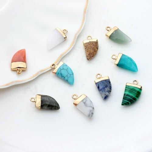 10*20mm 2pcs/lot Natural Stone Charms Pendant knife Tip Teeth Charms Natural Color Stone For DIY Jewelry Accessories