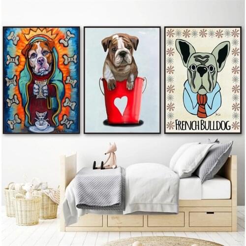 High-Definition Poster Dog Abstract Painting On Canvas Printed Wall Art With Vintage Nordic Style Child Decoration