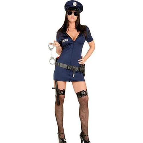 S-XXL Plus Size High Quality Halloween Sexy Cop Outfit Woman Cosplay Blue Sexy Police Costumes for Women