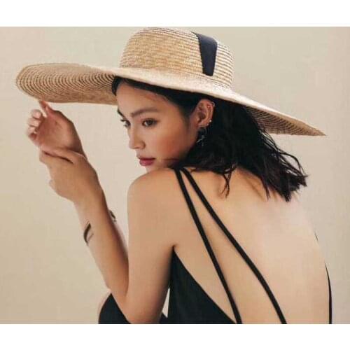 2021 New Summer Wide Brim Straw Sun Hats for Women Long Ribbon Ladies Beach Hats Swimming Sun Cap Visor Caps Sombreros De Sol