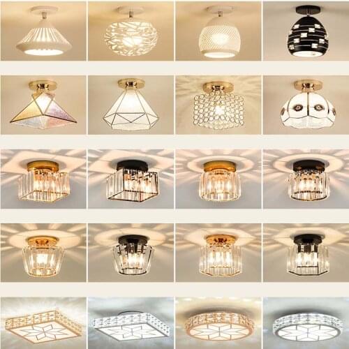 Nordic ceiling lamp creative aisle crystal ceiling lamp simple modern porch living room balcony bedroom decoration ceiling lamp