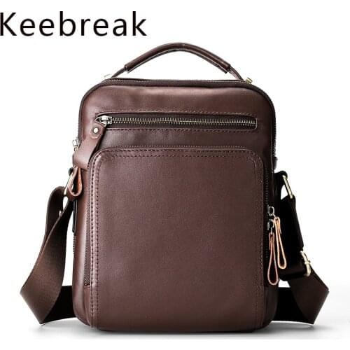 Keebreak Genuine Leather Bag For Men Retro Crossbody Bags Briefcase Single Shoulder Handbag Bag For Documents Office Male Bag