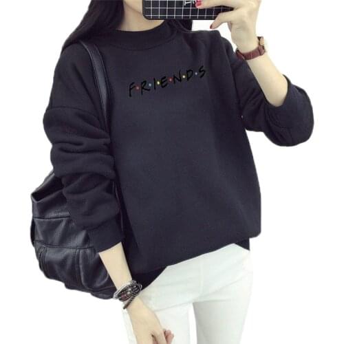 Friendship Sweatshirt 2018 Autumn Long Sleeve Black Pullover M-XXL Loose Female Outwear Women Winter FRIENDS Letter Sweatshirts