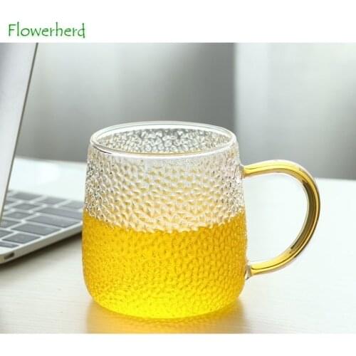 Heat-resistant Coffee Mug Coffee Cup Breakfast Mug Glass Hammer Cup Japanese Household Water Cup Tumbler Cup Drinkware