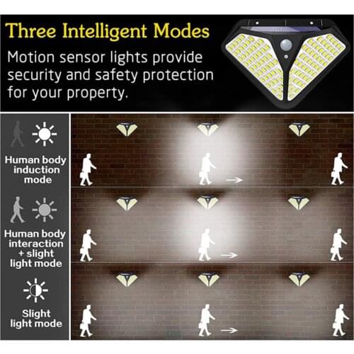 102 LED Solar Light Outdoor Solar Lamp Powered Sunlight 3 Modes PIR Motion Sensor for Garden Yard Patio Decoration Wall Street