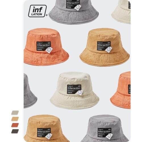 INFLATION Harajuku Vintage Fisherman Cap Women Summer Cotton Bucket Hats Women Men Panama Hat Female Outdoor Beach Cap