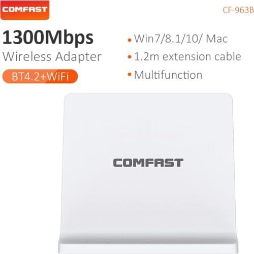 White USB Wifi Adapter 1300Mbps Bluetooth wireless wifi network card RTL8822BU dual band 11AC wi fi receiver for home desktop