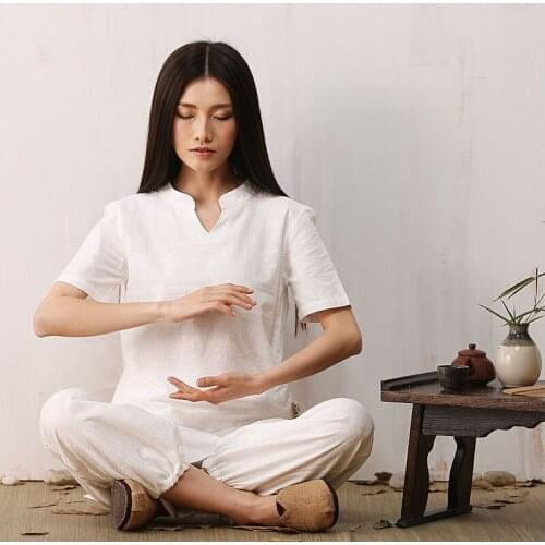 Women Traditional Chinese Cotton Linen Long Sleeve Wushu Taichi Kungfu Uniform Suit Uniforms Female Tai Chi Exercise Clothing