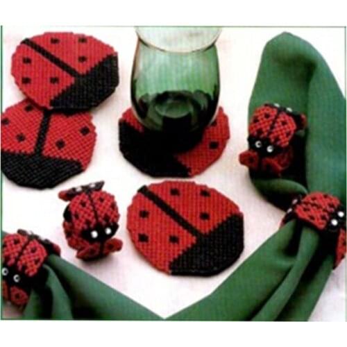1 set, three-dimensional embroidery kit three-dimensional cross stitch coaster kit material package / cute ladybug fashion coast