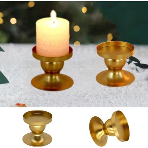 1PC New European Golden Geometric Round Wrought Gold Iron Candle Holders Metal Candle Holder Tray Home Decore