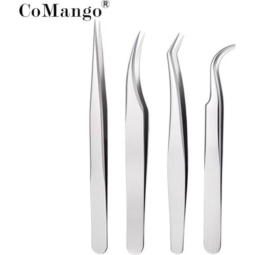 CoMango 1 Pcs Eyelashes Tweezers Stainless Steel superhard Tweezers High Precision Anti-static tweezers for Eyelash Extensions