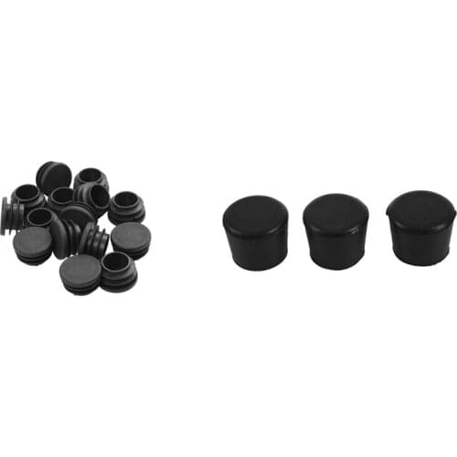 15Pcs Chair Table Legs End Plug Inserted Tube with 12Pcs Rubber Furniture Crutch Feet Stool Chair Leg Tip Pad