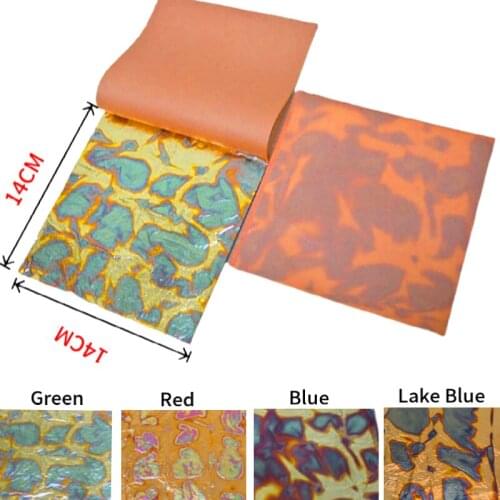 25 sheets a booklet Green Red Blue Variegated Gold Leaf 14x14cm Art Craft Furniture Wall Nail Decoration Imitation Gold Foil