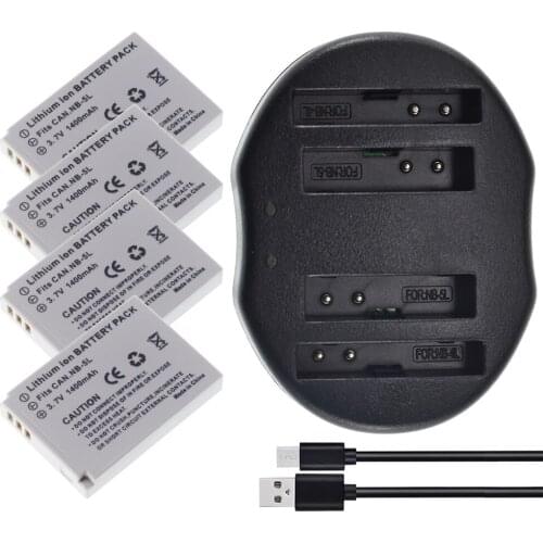 4x NB-5L Battery + Dual Charger for Canon PowerShot S100 S110 SD700 SD790 SD800 IS