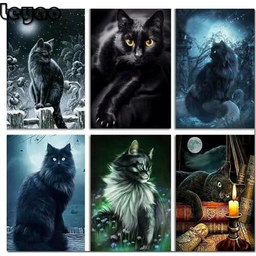 5d Diy Diamond Embroidery Black Cat Halloween Art Mosaic Cross Stitch Diamond Painting Full Square Round Rhinestones Unfinished