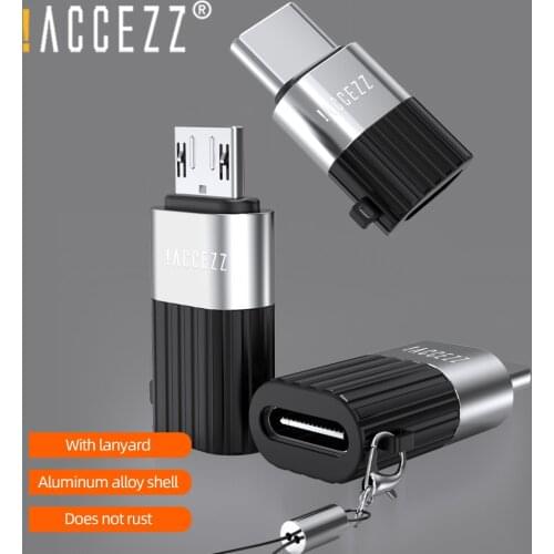 !ACCEZZ 2pc 8 pin Adapter Type C Micro USB Converter Cable For iPhone Xiaomi Huawei Samsung Android Fast Charging Data Connector
