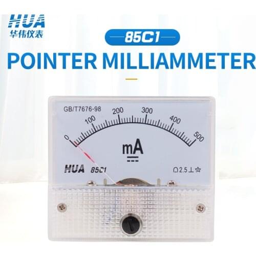85C1 DC mA Ammeter analog panel 1mA 2mA 3mA 5mA 10mA 15mA 20mA 30mA 50mA 200mA 300mA 400mA 500mA etc,factory direct sale