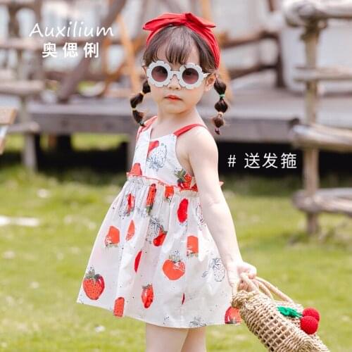 Sleeveless White Floral Short Girl Dress Party Slip Off Shoulder Strawberry Girls Dress Flower Princess Robe Clothes BW50DR